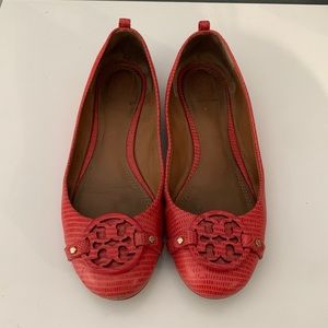 Tory Burch Mini Miller Ballet Flat - Melon Coral with Gold Accents